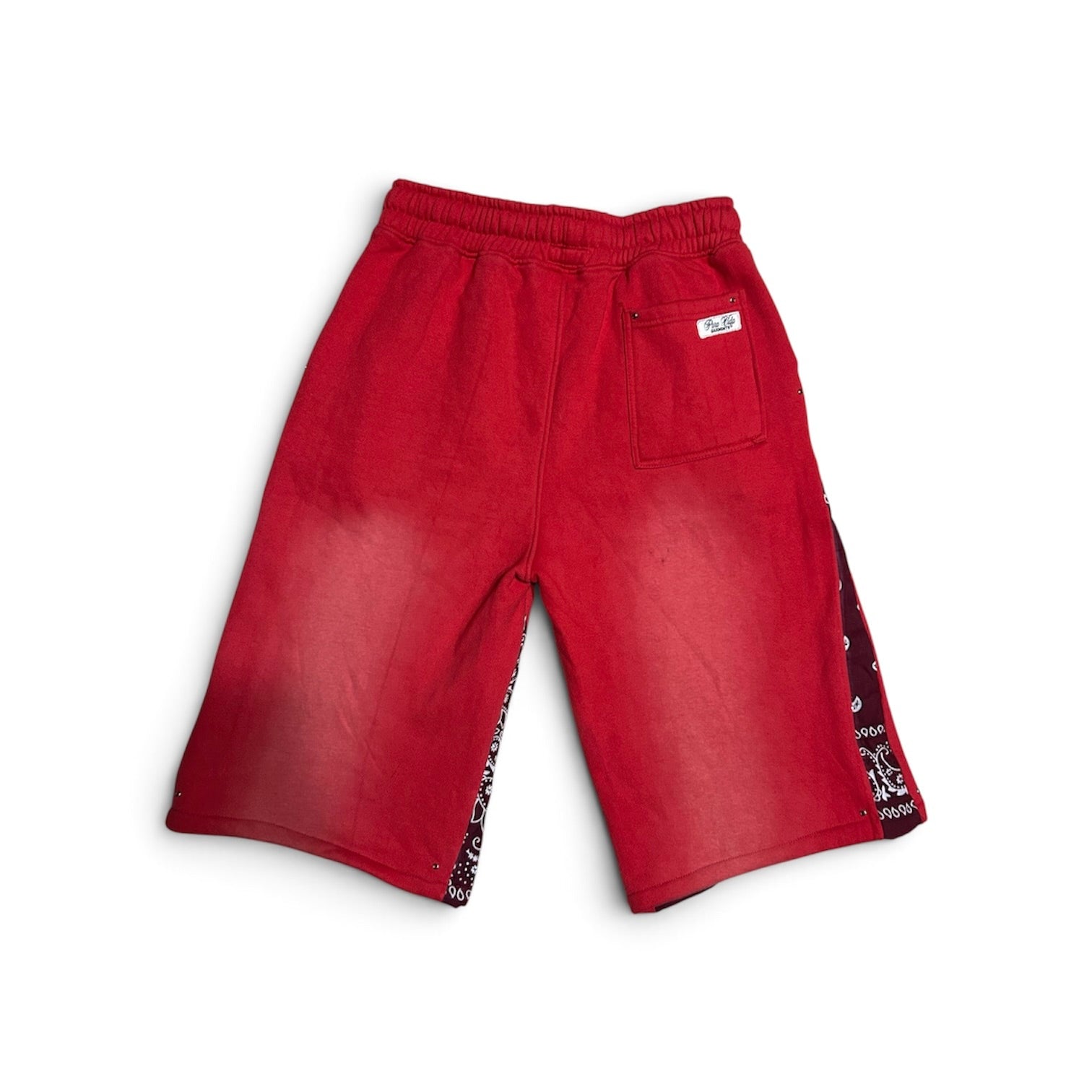 LARGE RED OVERSIZED FLARED PAISLEY SHORTS